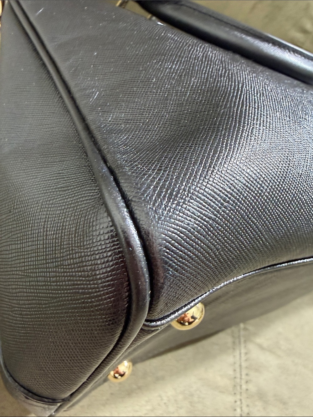 Lux Metrocity Black Saffiano Leather Structured Tote Bag Gold Hardware Vintage. - Picture 10 of 16
